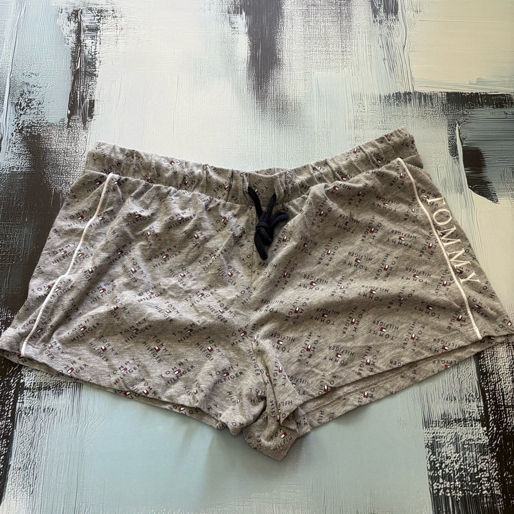 Tommy Hilfiger Gray Lounge Shorts XL Logo Print Drawstring